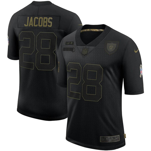 Men's Las Vegas Raiders #28 Josh Jacobs Black 2020 Salute To Service Limited Stitched NFL Jersey
